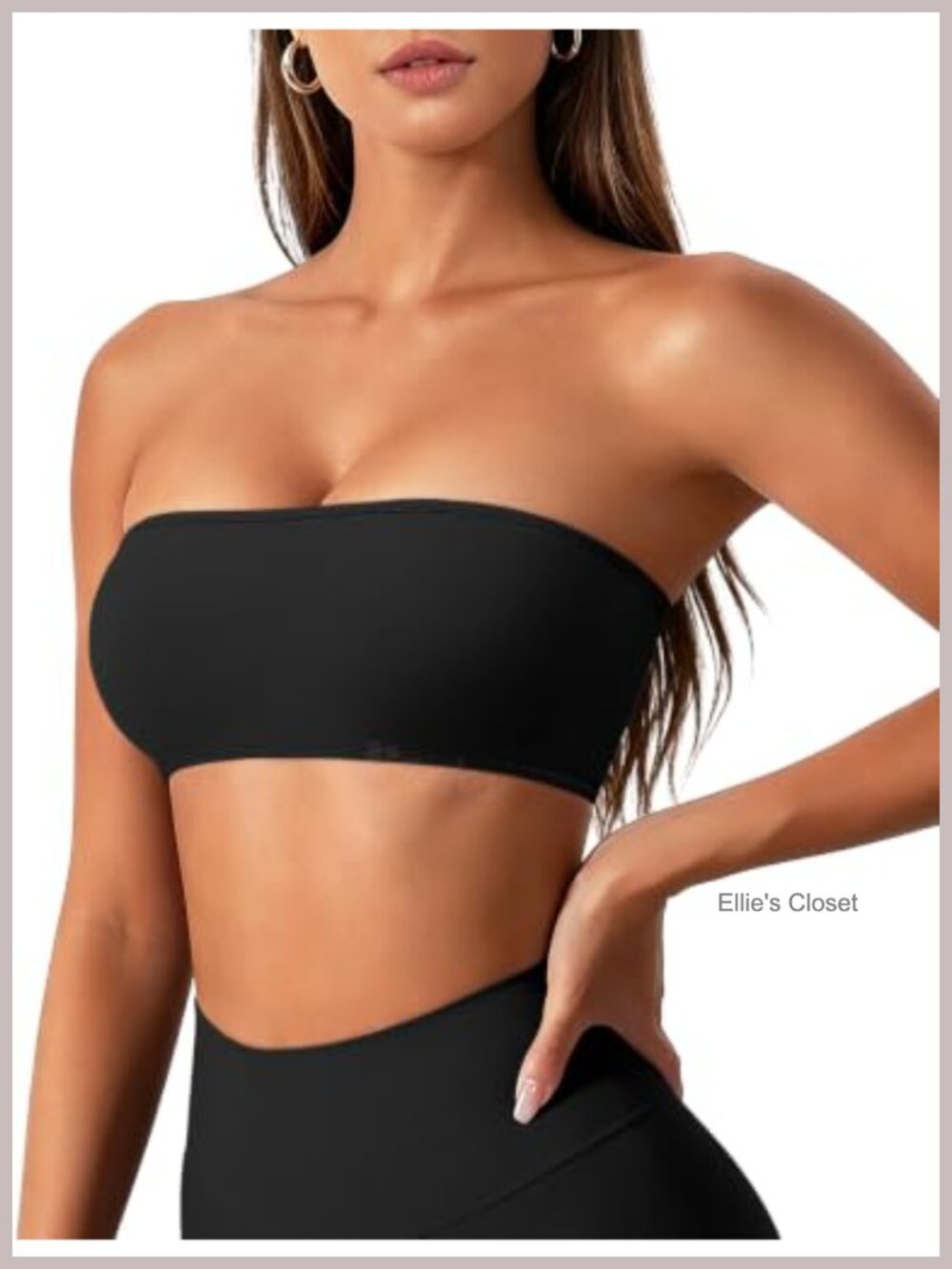 Strapless Bandeau Bra Top Adjustable Backless Ribbed High Support Workout